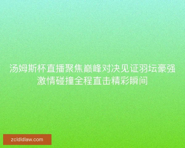 汤姆斯杯直播聚焦巅峰对决见证羽坛豪强激情碰撞全程直击精彩瞬间