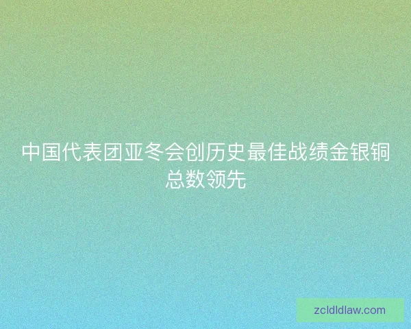 中国代表团亚冬会创历史最佳战绩金银铜总数领先